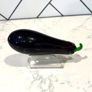 hand-blown art glass eggplant, often described Murano style decor paper weight